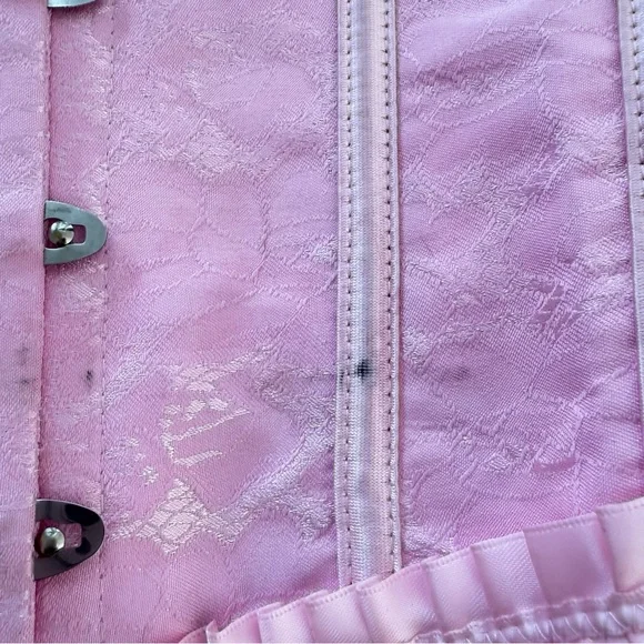 Pink Corset Lace Up Coquette Dainty Dollette Bows Ruffle Fashion Corset - Picture 5 of 7